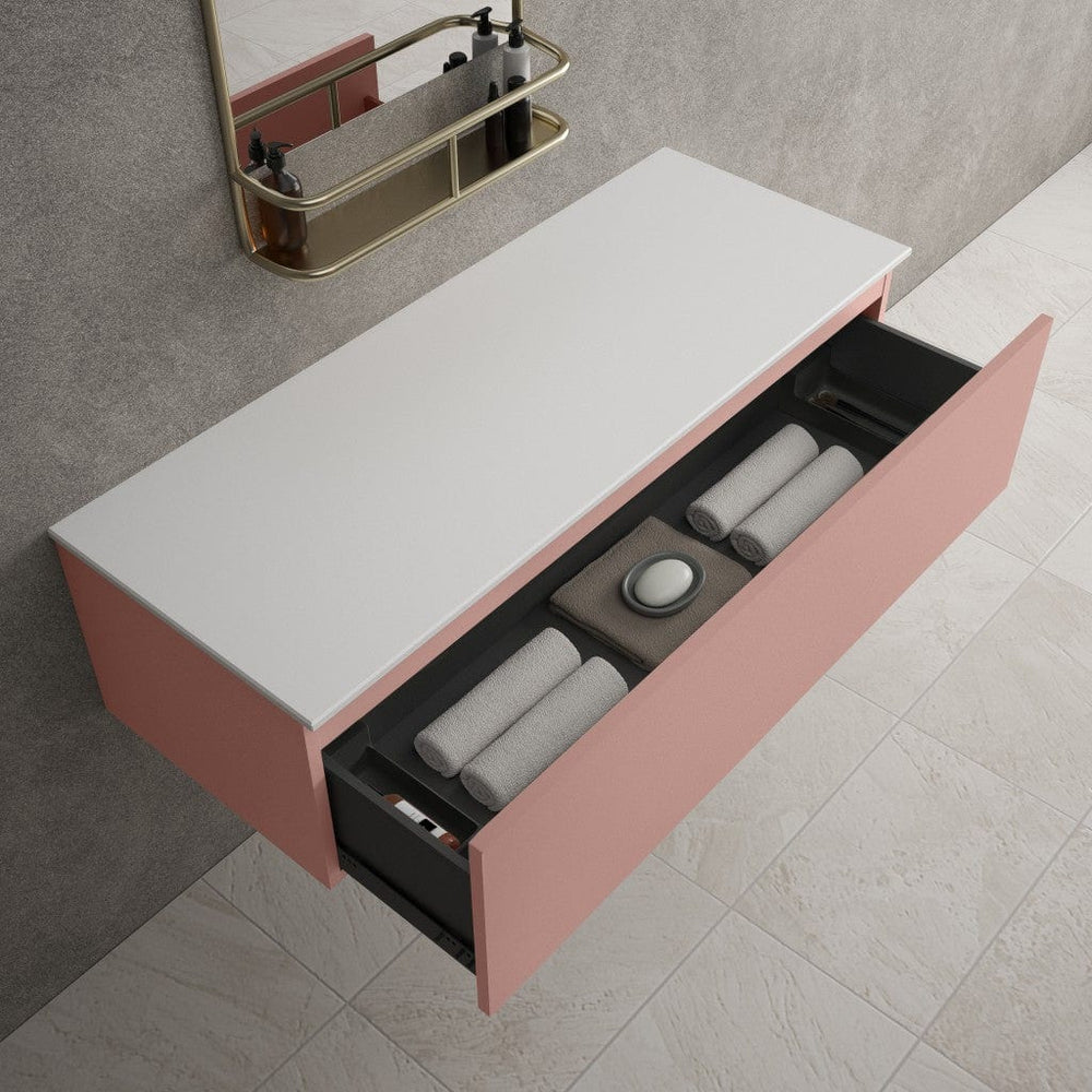 Raffinata Single Drawer Countertop Vanity Unit - Matt Pink 1200mm