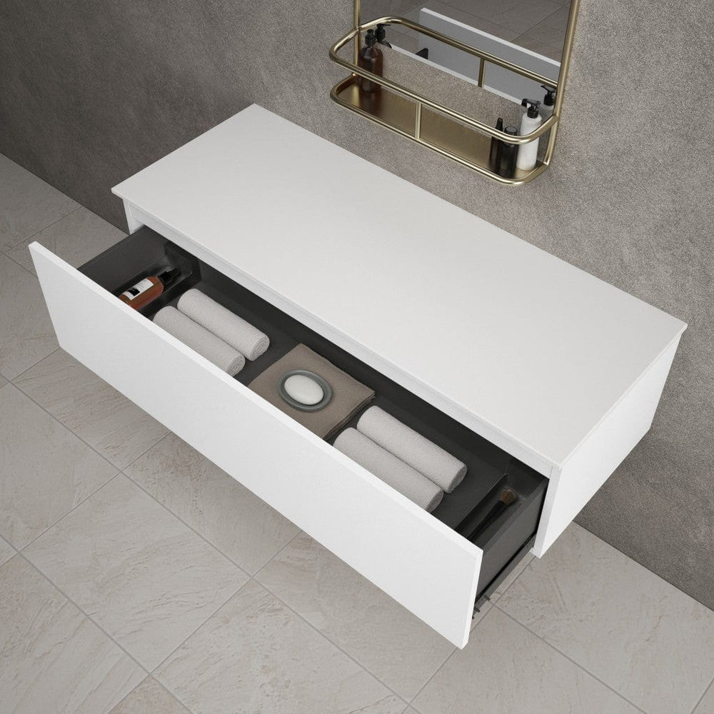 Raffinata Single Drawer Countertop Vanity Unit - Matt White 1200mm