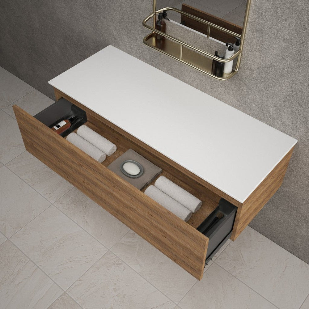 Raffinata Single Drawer Countertop Vanity Unit - Oak 1200mm