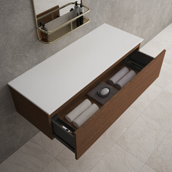 Raffinata Single Drawer Countertop Vanity Unit - Walnut 1200mm
