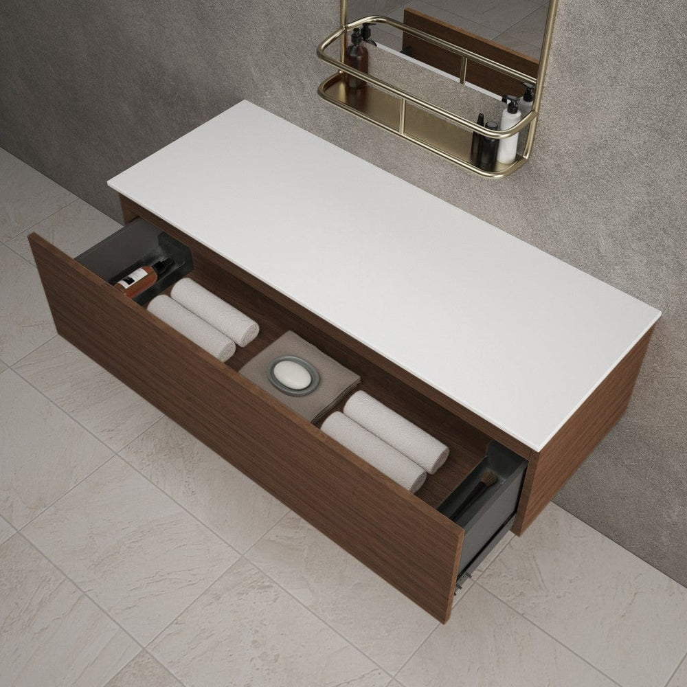 Raffinata Single Drawer Countertop Vanity Unit - Walnut 1200mm
