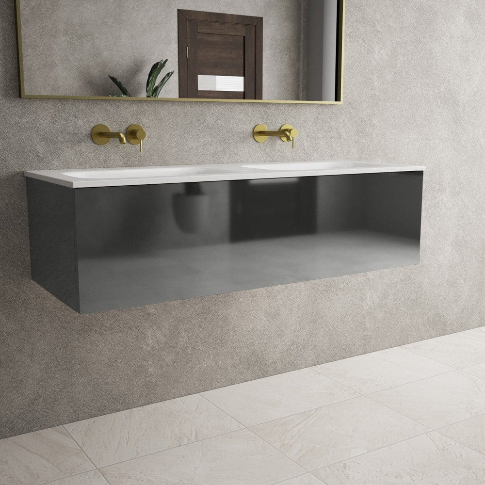 Raffinata One Drawer Vanity Unit With Beyondstone Double Basin - Gloss Dust 1200mm