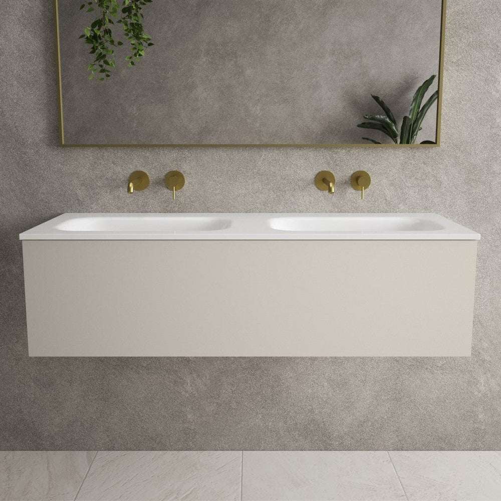 Raffinata One Drawer Vanity Unit With Beyondstone Double Basin - Matt Cashmere 1200mm image