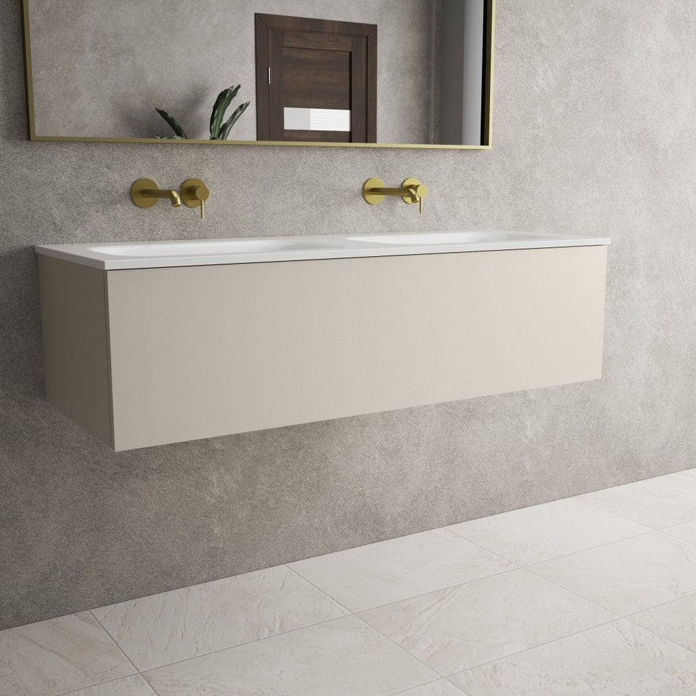Raffinata One Drawer Vanity Unit With Beyondstone Double Basin - Matt Cashmere 1200mm
