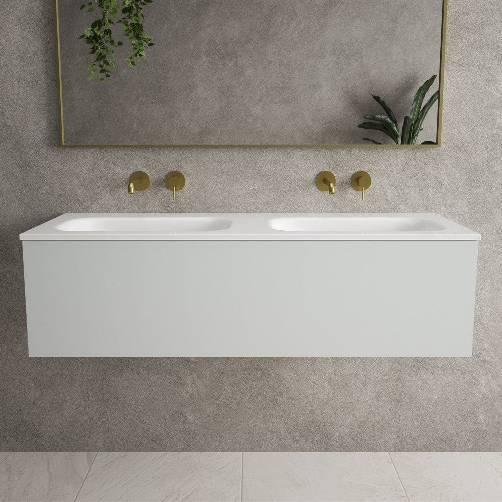 Raffinata One Drawer Vanity Unit With Beyondstone Double Basin - Matt Dove 1200mm