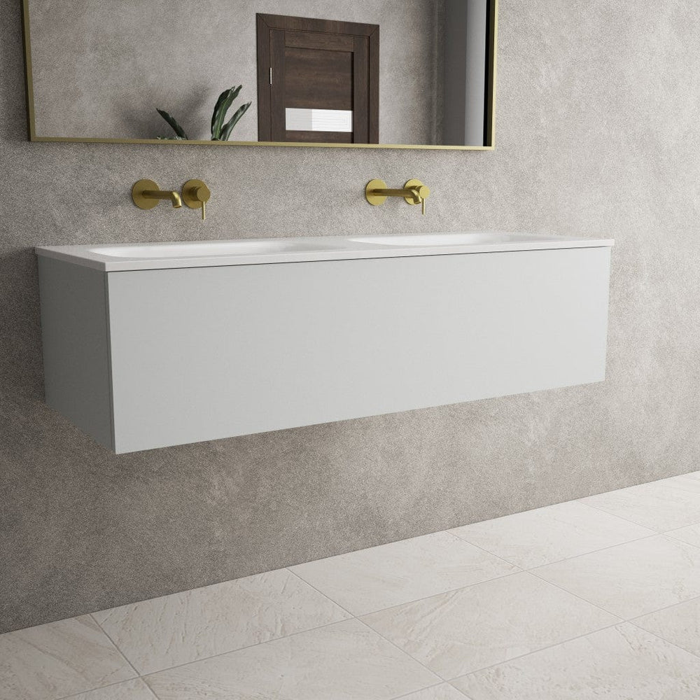 Raffinata One Drawer Vanity Unit With Beyondstone Double Basin - Matt Dove 1200mm