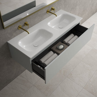 Raffinata One Drawer Vanity Unit With Beyondstone Double Basin - Matt Dove 1200mm