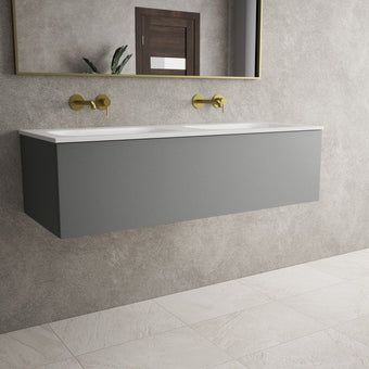 Raffinata One Drawer Vanity Unit With Beyondstone Double Basin - Matt Dust 1200mm
