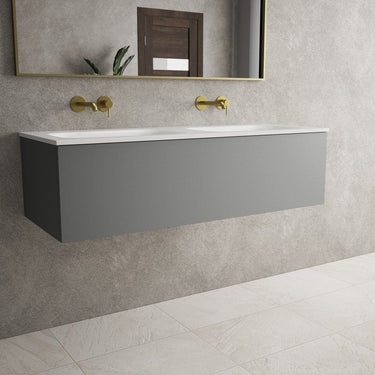 Raffinata One Drawer Vanity Unit With Beyondstone Double Basin - Matt Dust 1200mm