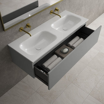 Raffinata One Drawer Vanity Unit With Beyondstone Double Basin - Matt Dust 1200mm
