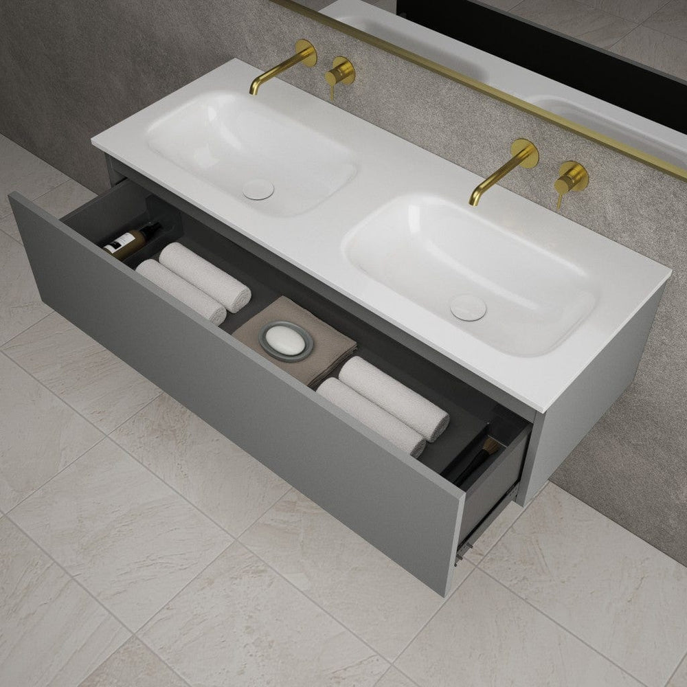 Raffinata One Drawer Vanity Unit With Beyondstone Double Basin - Matt Dust 1200mm