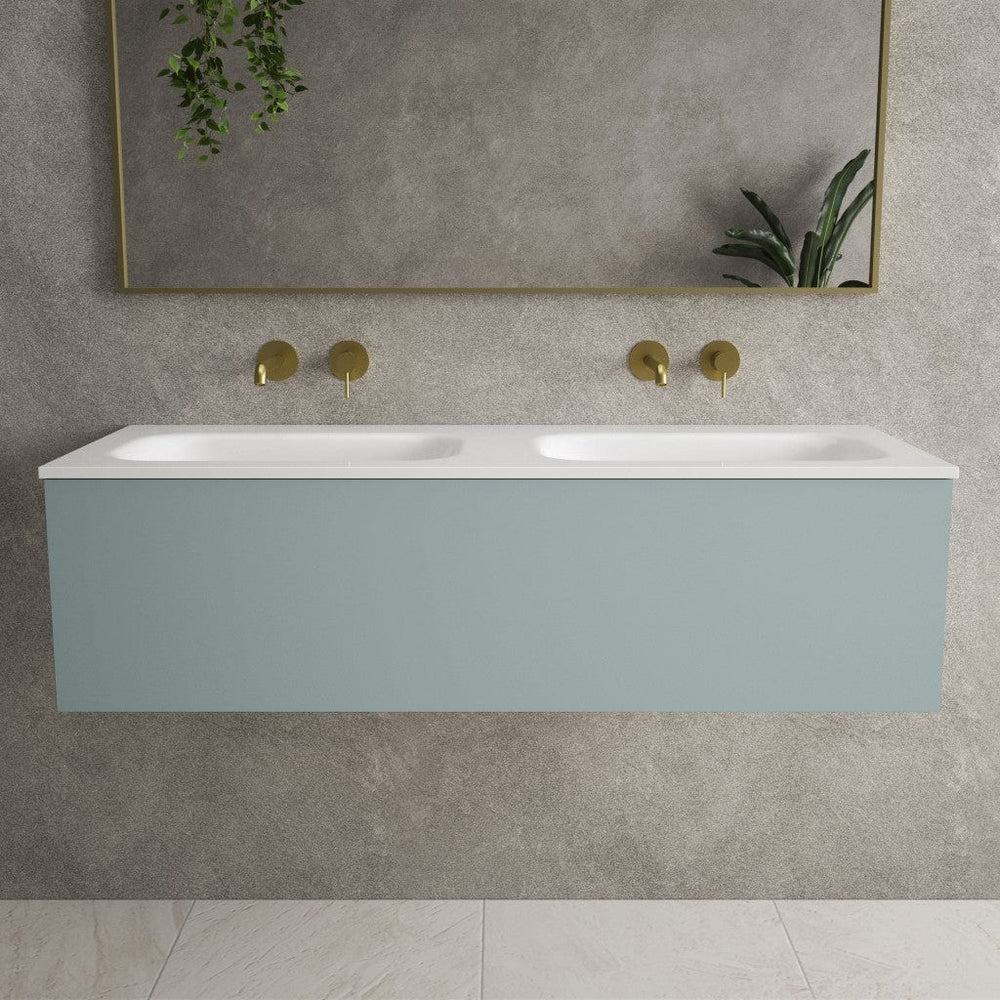 Raffinata One Drawer Vanity Unit With Beyondstone Double Basin - Matt Fjord 1200mm image