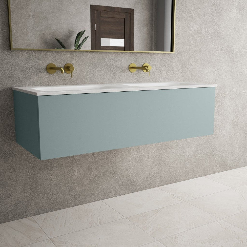 Raffinata One Drawer Vanity Unit With Beyondstone Double Basin - Matt Fjord 1200mm