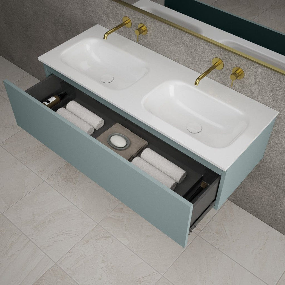 Raffinata One Drawer Vanity Unit With Beyondstone Double Basin - Matt Fjord 1200mm