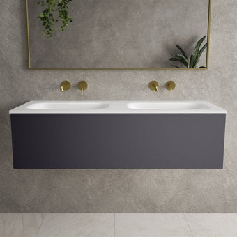 Raffinata One Drawer Vanity Unit With Beyondstone Double Basin - Matt Graphite 1200mm