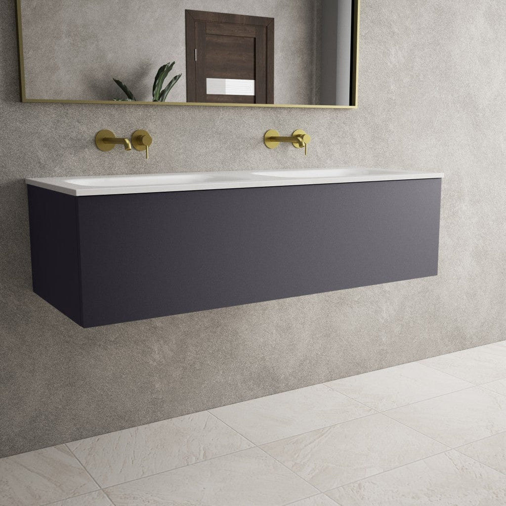 Raffinata One Drawer Vanity Unit With Beyondstone Double Basin - Matt Graphite 1200mm