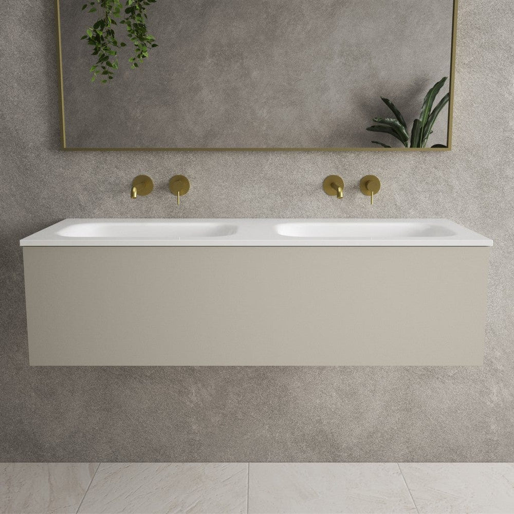 Raffinata One Drawer Vanity Unit With Beyondstone Double Basin - Matt Stone 1200mm