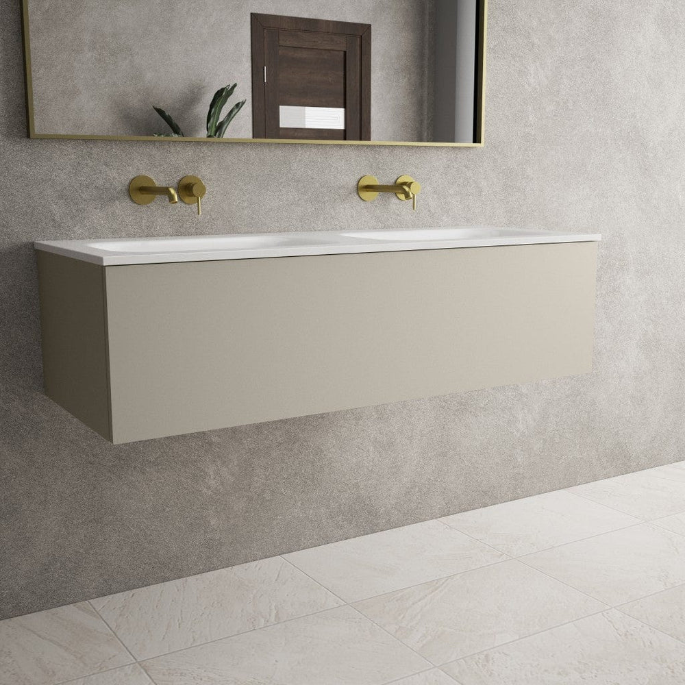 Raffinata One Drawer Vanity Unit With Beyondstone Double Basin - Matt Stone 1200mm