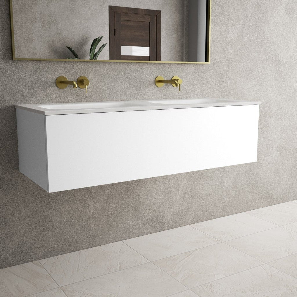 Raffinata One Drawer Vanity Unit With Beyondstone Double Basin - Matt White 1200mm