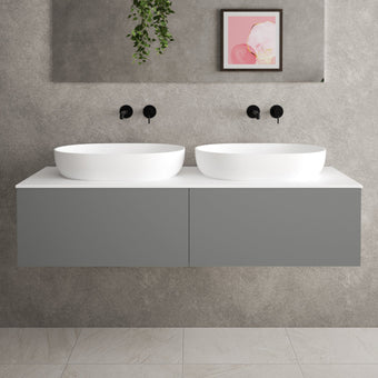 Raffinata Double Drawer Countertop Vanity Unit - Matt Dust 1400mm