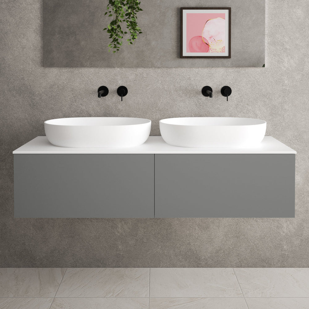 Raffinata Double Drawer Countertop Vanity Unit - Matt Dust 1400mm