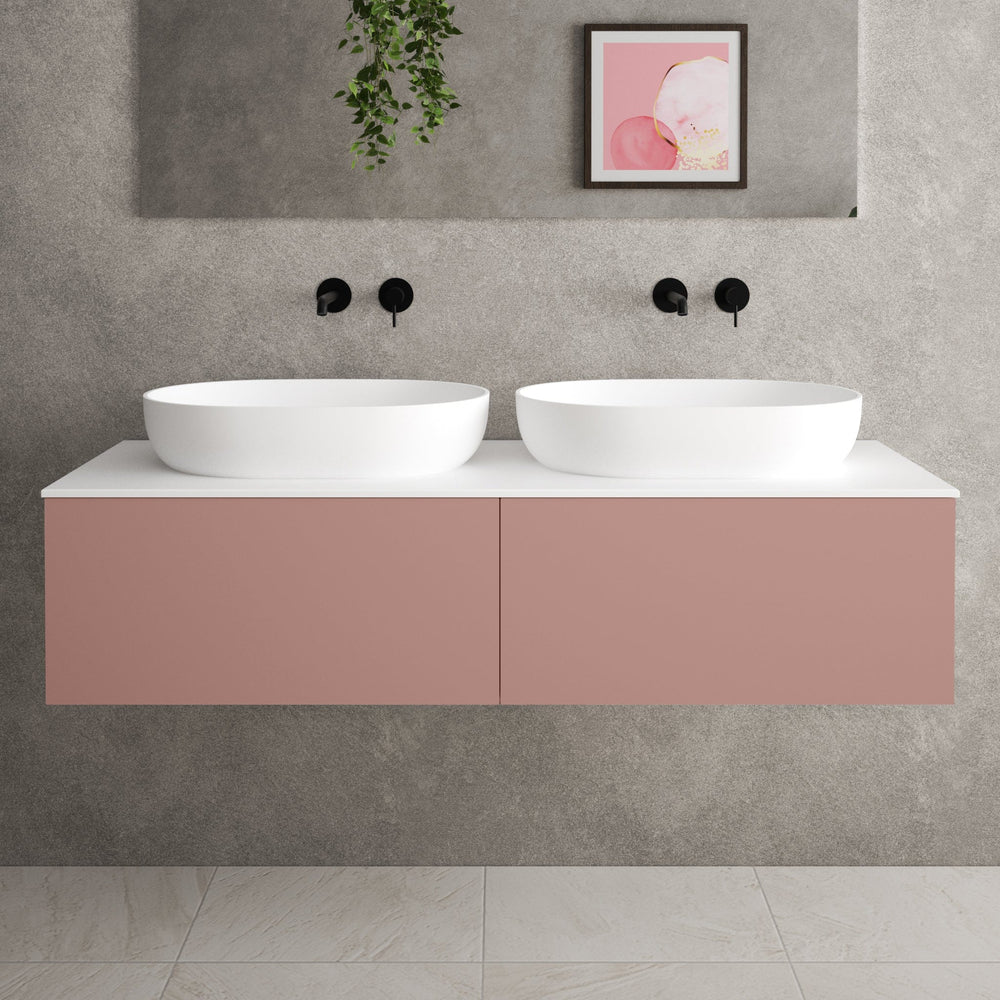 Raffinata Double Drawer Countertop Vanity Unit - Matt Pink 1400mm image