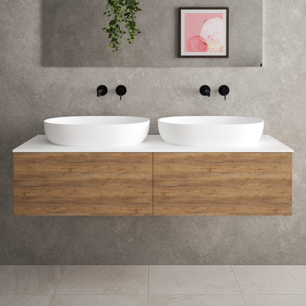 Raffinata Double Drawer Countertop Vanity Unit - Oak 1400mm image