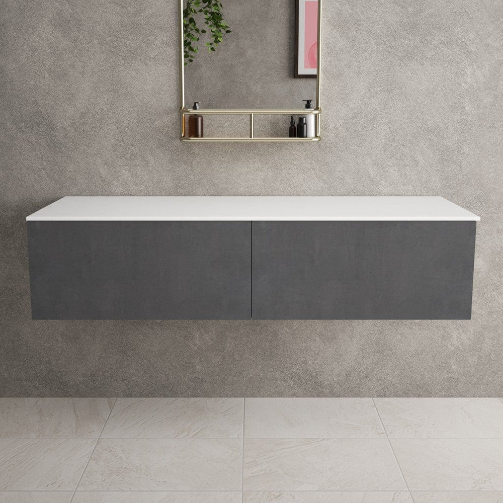 Raffinata Double Drawer Countertop Vanity Unit - Dark Concrete 1400mm