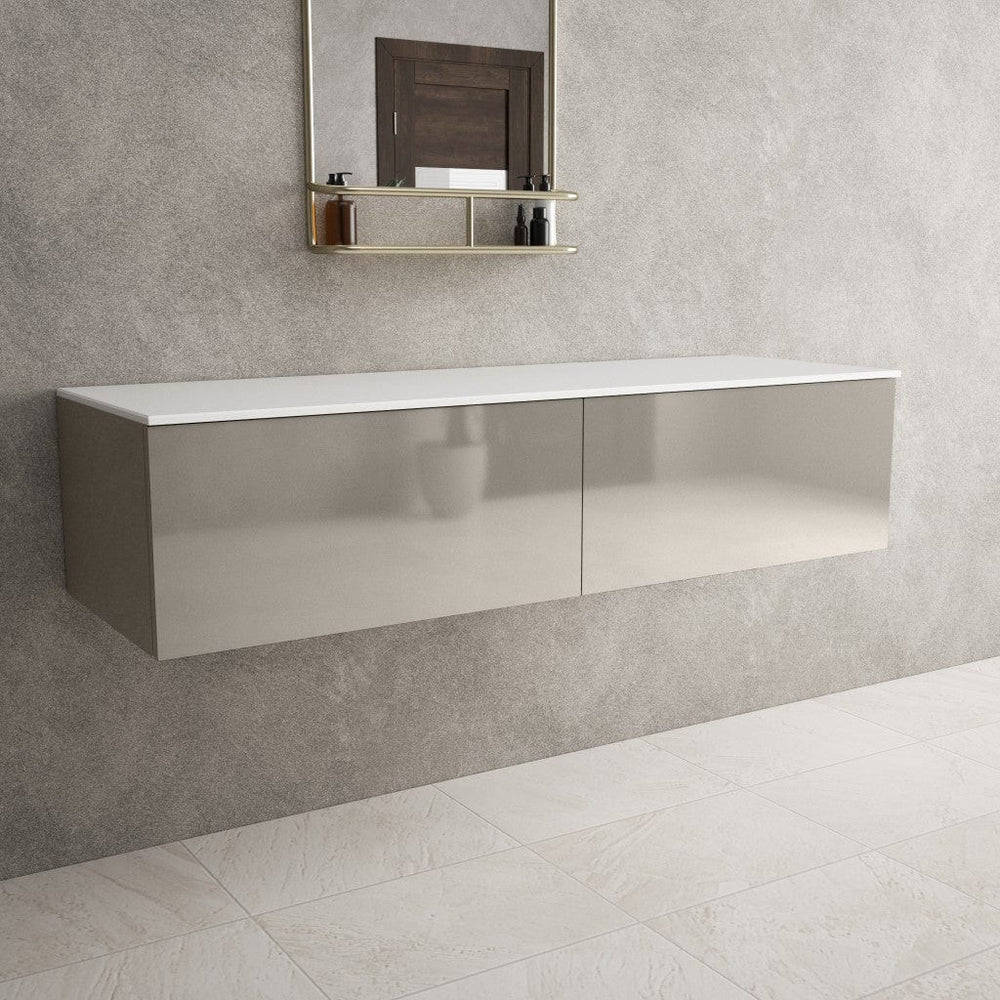 Raffinata Double Drawer Countertop Vanity Unit - Gloss Cashmere 1400mm