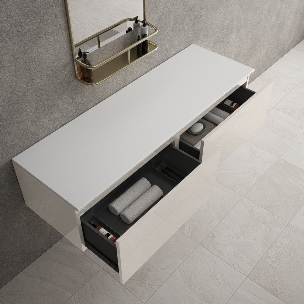 Raffinata Double Drawer Countertop Vanity Unit - Gloss Cashmere 1400mm
