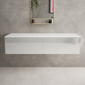 Raffinata Double Drawer Countertop Vanity Unit - Gloss Dove 1400mm