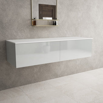 Raffinata Double Drawer Countertop Vanity Unit - Gloss Dove 1400mm