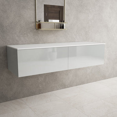 Raffinata Double Drawer Countertop Vanity Unit - Gloss Dove 1400mm