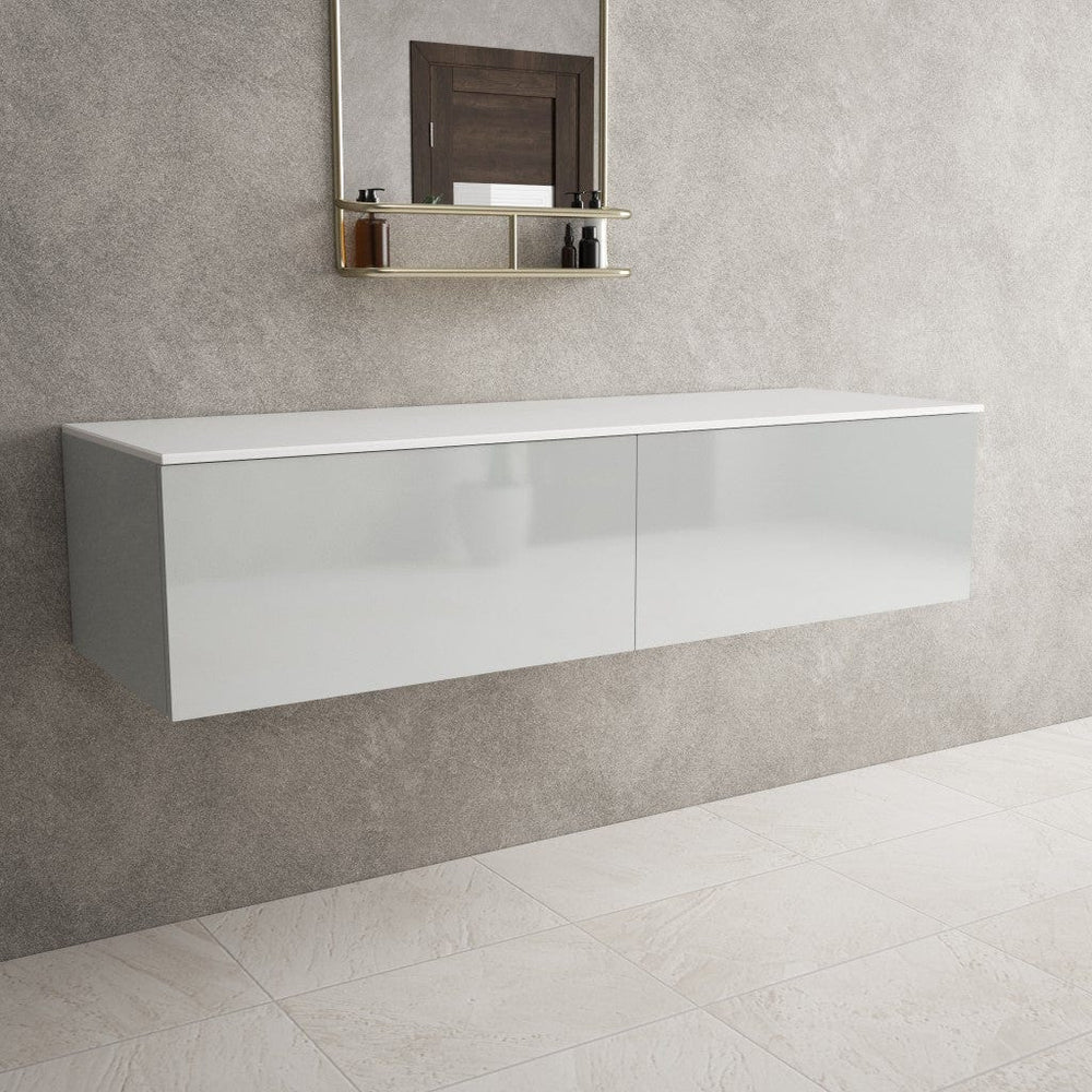 Raffinata Double Drawer Countertop Vanity Unit - Gloss Dove 1400mm