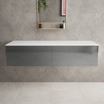 Raffinata Double Drawer Countertop Vanity Unit - Gloss Dust 1400mm