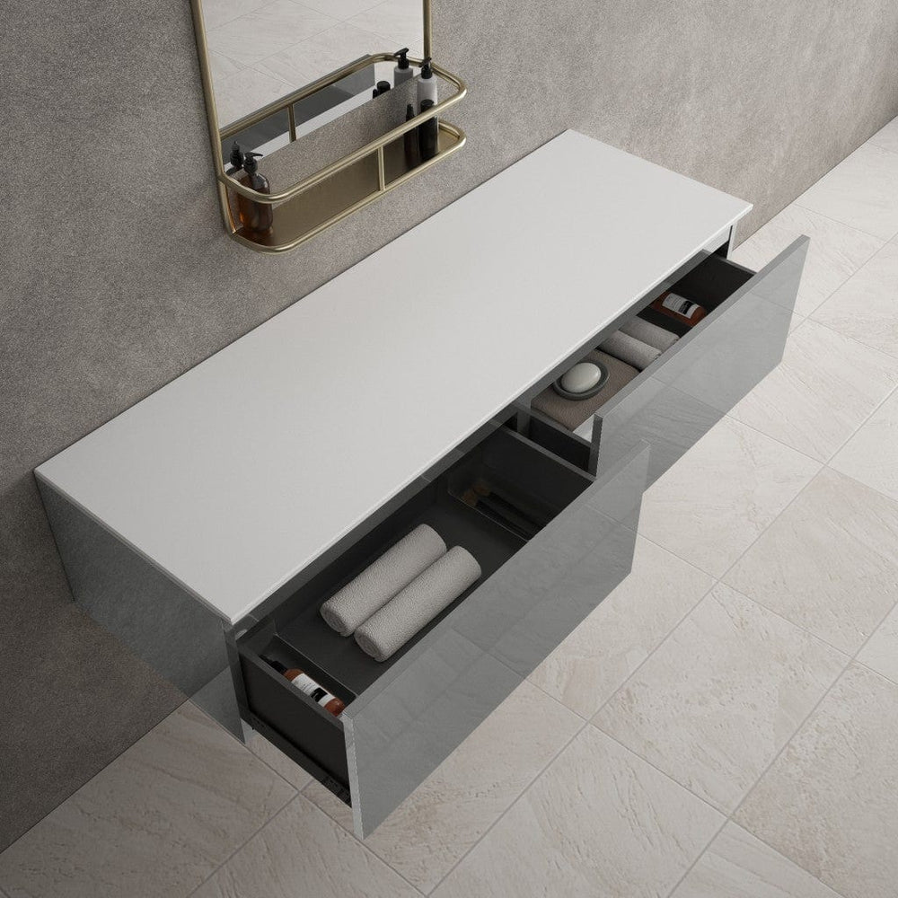 Raffinata Double Drawer Countertop Vanity Unit - Gloss Dust 1400mm