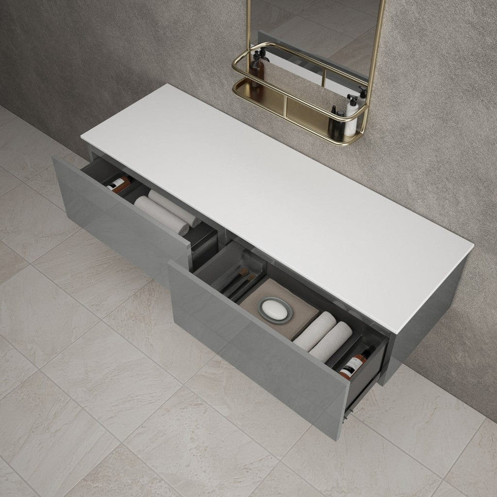 Raffinata Double Drawer Countertop Vanity Unit - Gloss Dust 1400mm