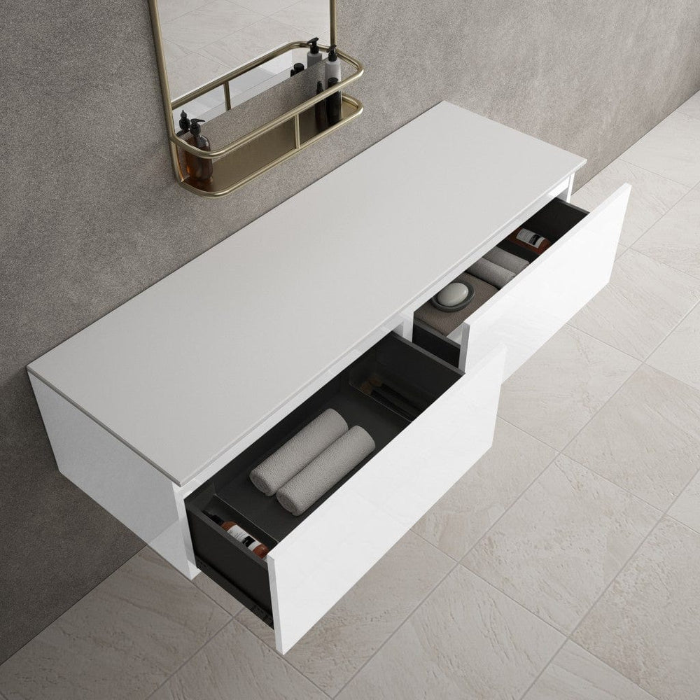 Raffinata Double Drawer Countertop Vanity Unit - Gloss White 1400mm