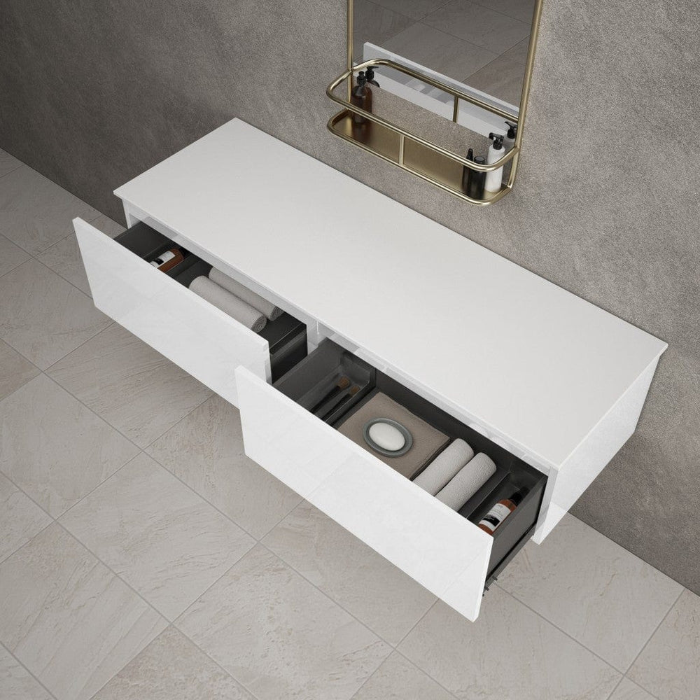 Raffinata Double Drawer Countertop Vanity Unit - Gloss White 1400mm