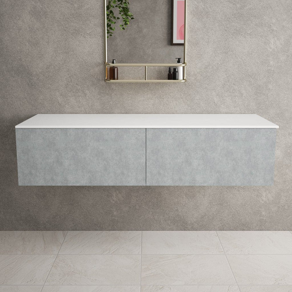 Raffinata Double Drawer Countertop Vanity Unit - Light Concrete 1400mm