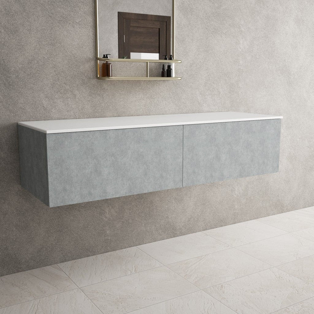 Raffinata Double Drawer Countertop Vanity Unit - Light Concrete 1400mm