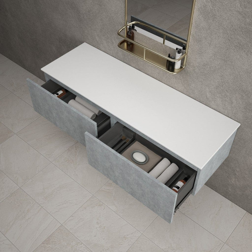 Raffinata Double Drawer Countertop Vanity Unit - Light Concrete 1400mm