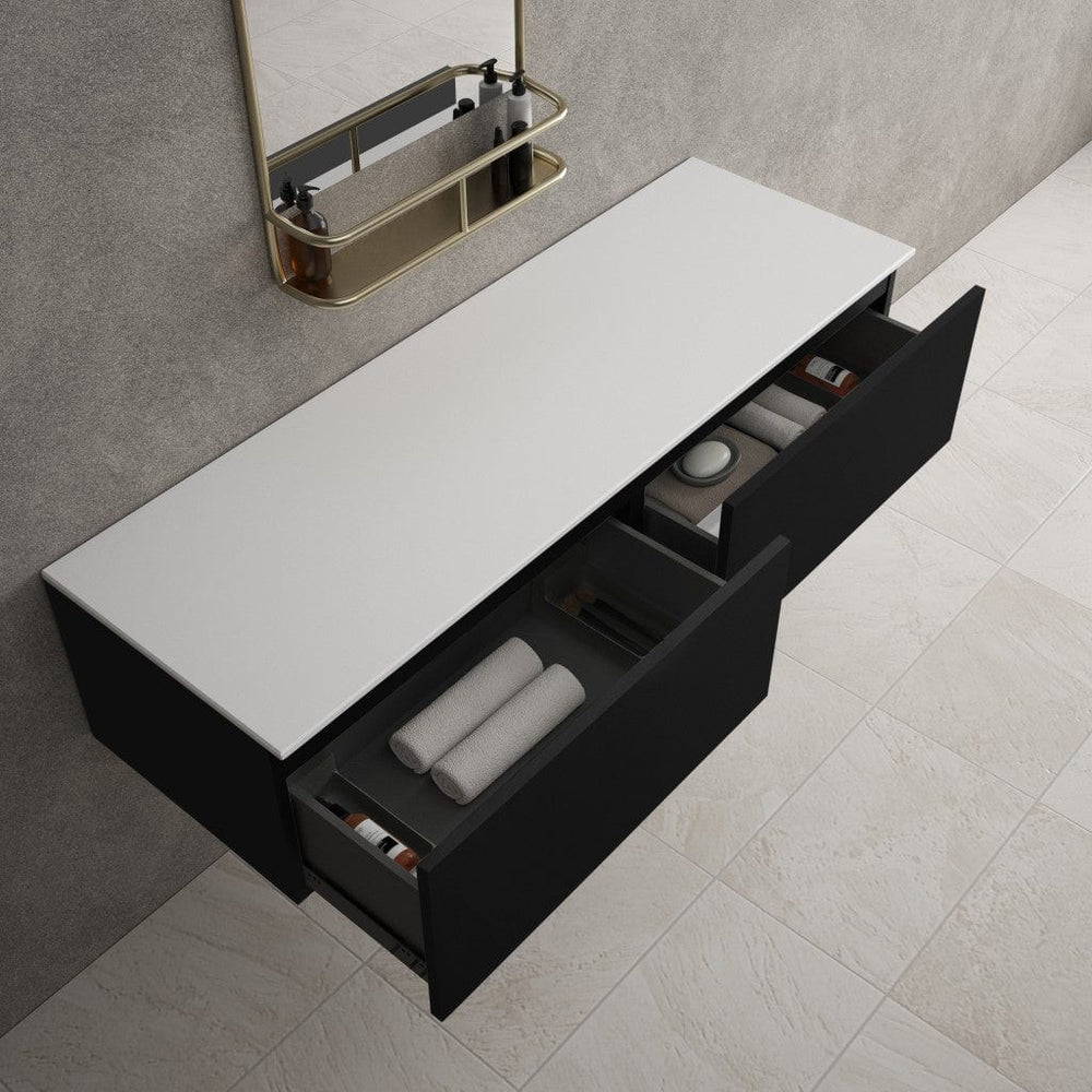 Raffinata Double Drawer Countertop Vanity Unit - Matt Black 1400mm