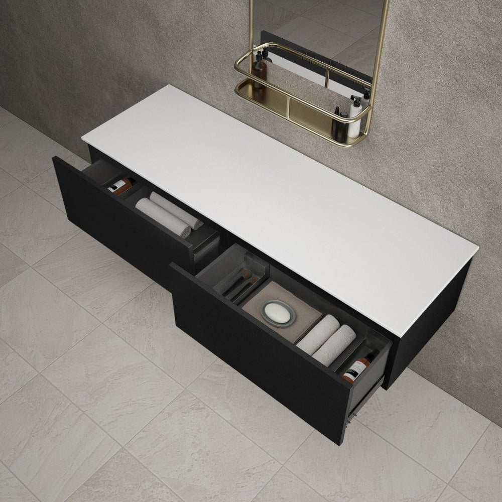 Raffinata Double Drawer Countertop Vanity Unit - Matt Black 1400mm