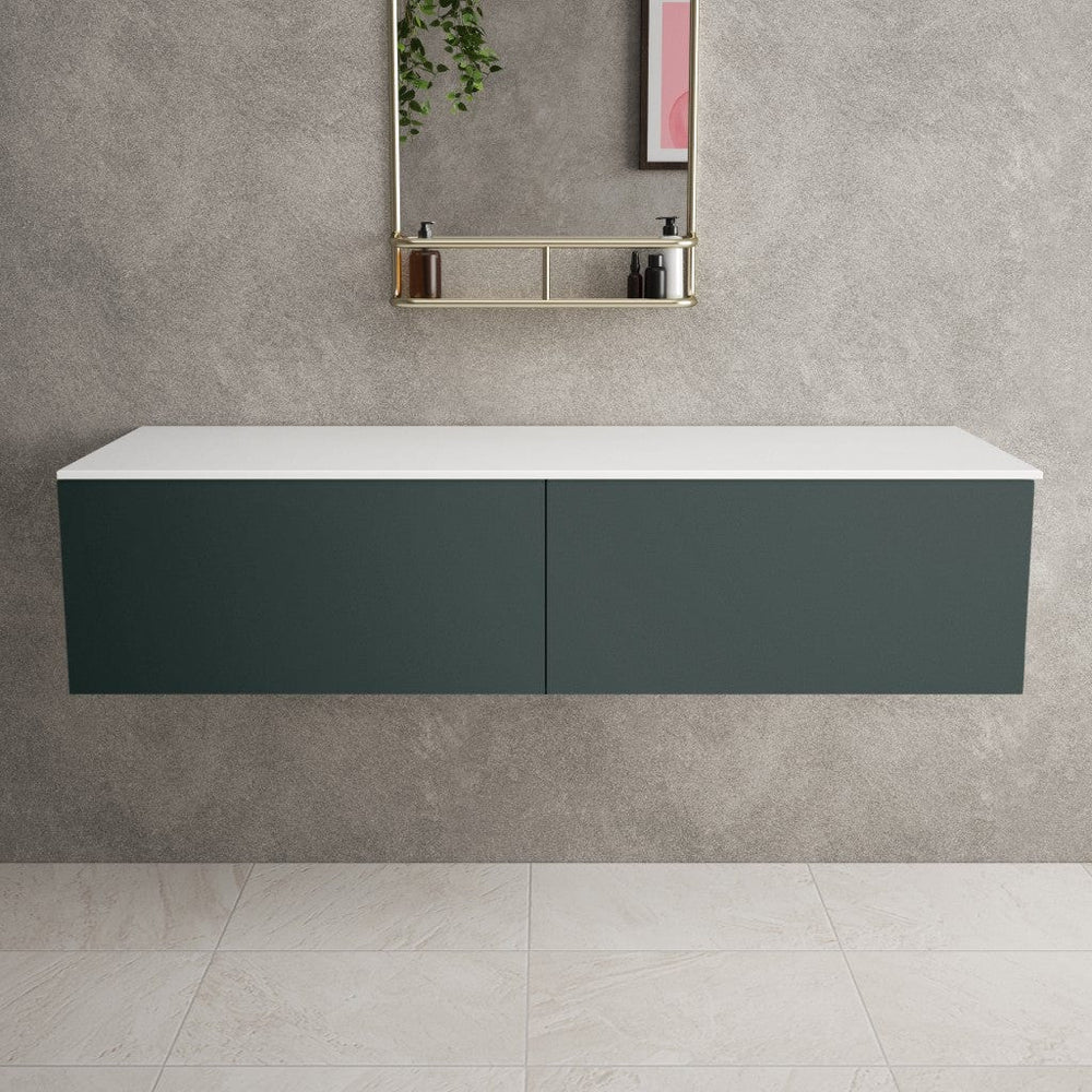 Raffinata Double Drawer Countertop Vanity Unit - Matt Dark Green 1400mm
