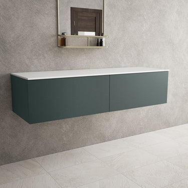 Raffinata Double Drawer Countertop Vanity Unit - Matt Dark Green 1400mm
