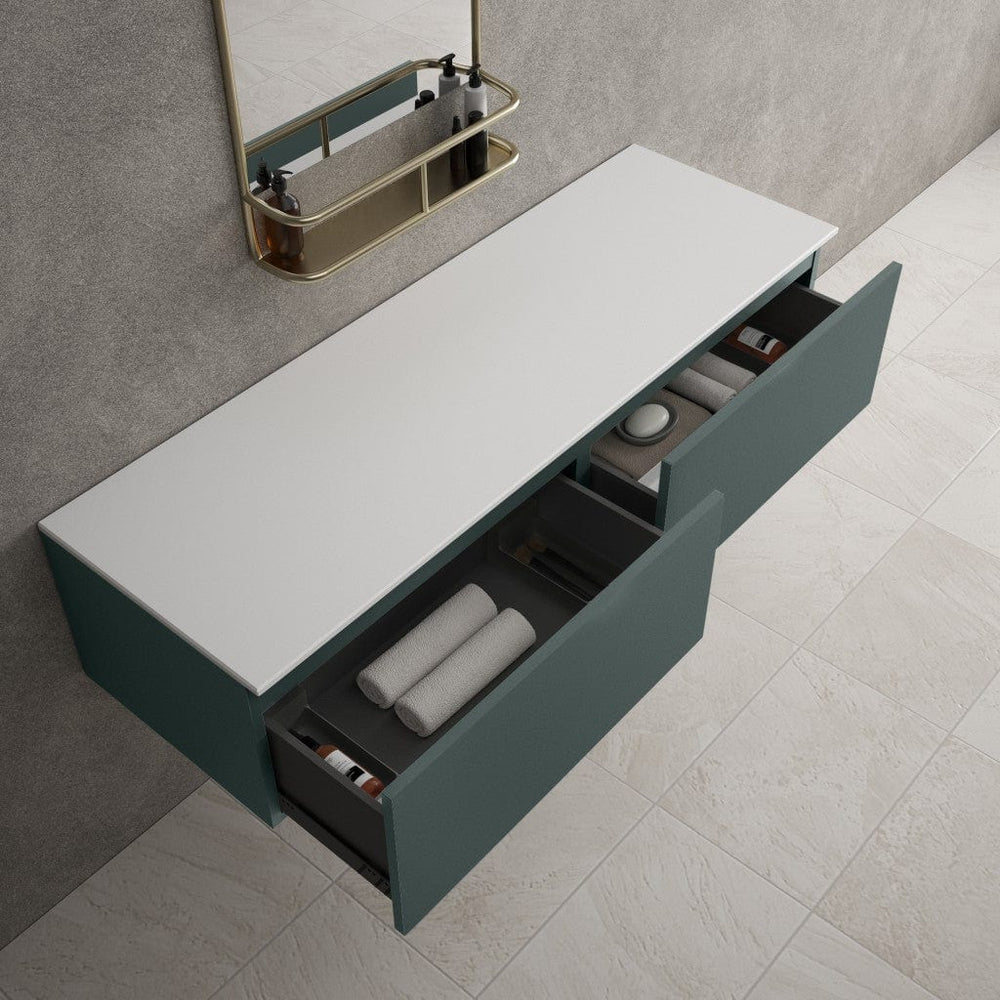 Raffinata Double Drawer Countertop Vanity Unit - Matt Dark Green 1400mm