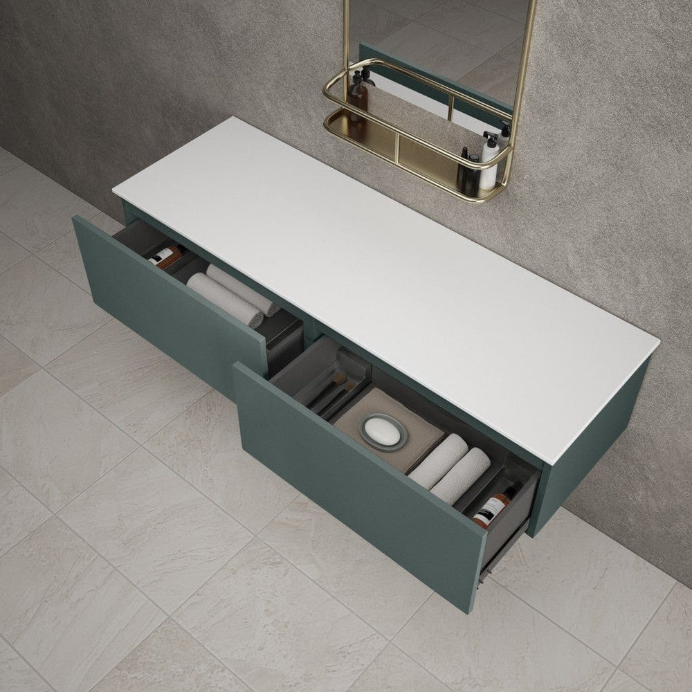 Raffinata Double Drawer Countertop Vanity Unit - Matt Dark Green 1400mm