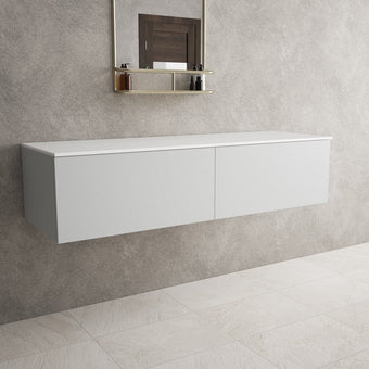Raffinata Double Drawer Countertop Vanity Unit - Matt Dove 1400mm