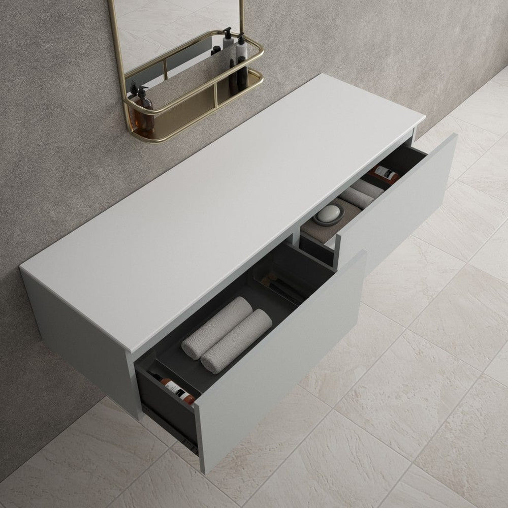 Raffinata Double Drawer Countertop Vanity Unit - Matt Dove 1400mm